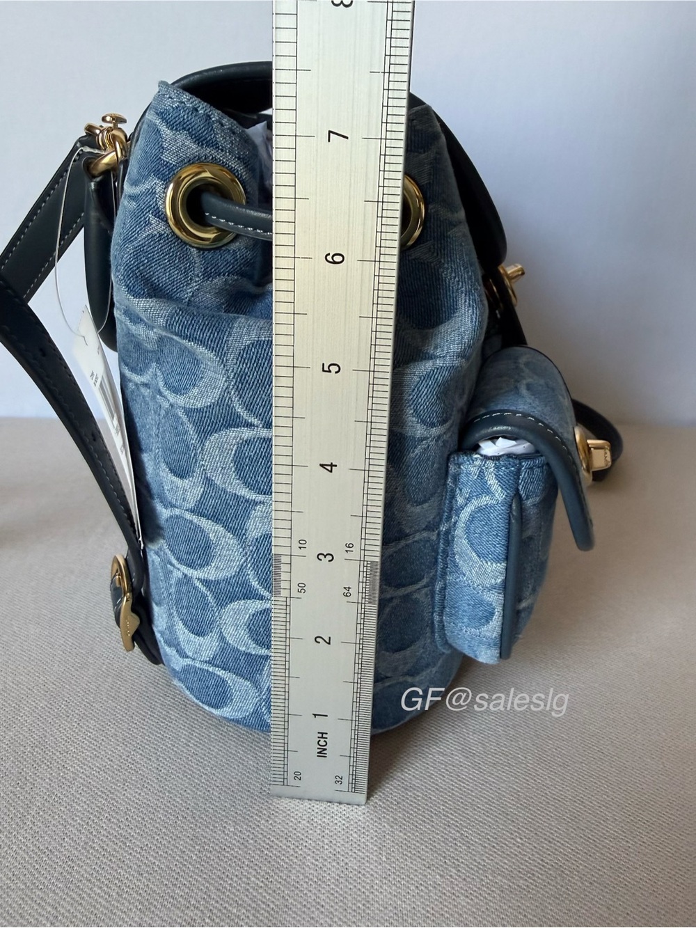 NWT Coach Hadley Backpack Signature blue Denim  /Gold hardware Gift Set - Picture 9 of 16